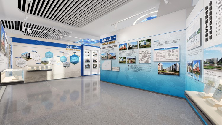 烟台科技学院校史馆办学成果展示区设计效果图